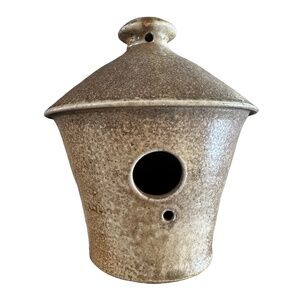 CWP Vintage Handmade Tapered Stoneware Pottery Birdhouse 7.5” Signed Dated